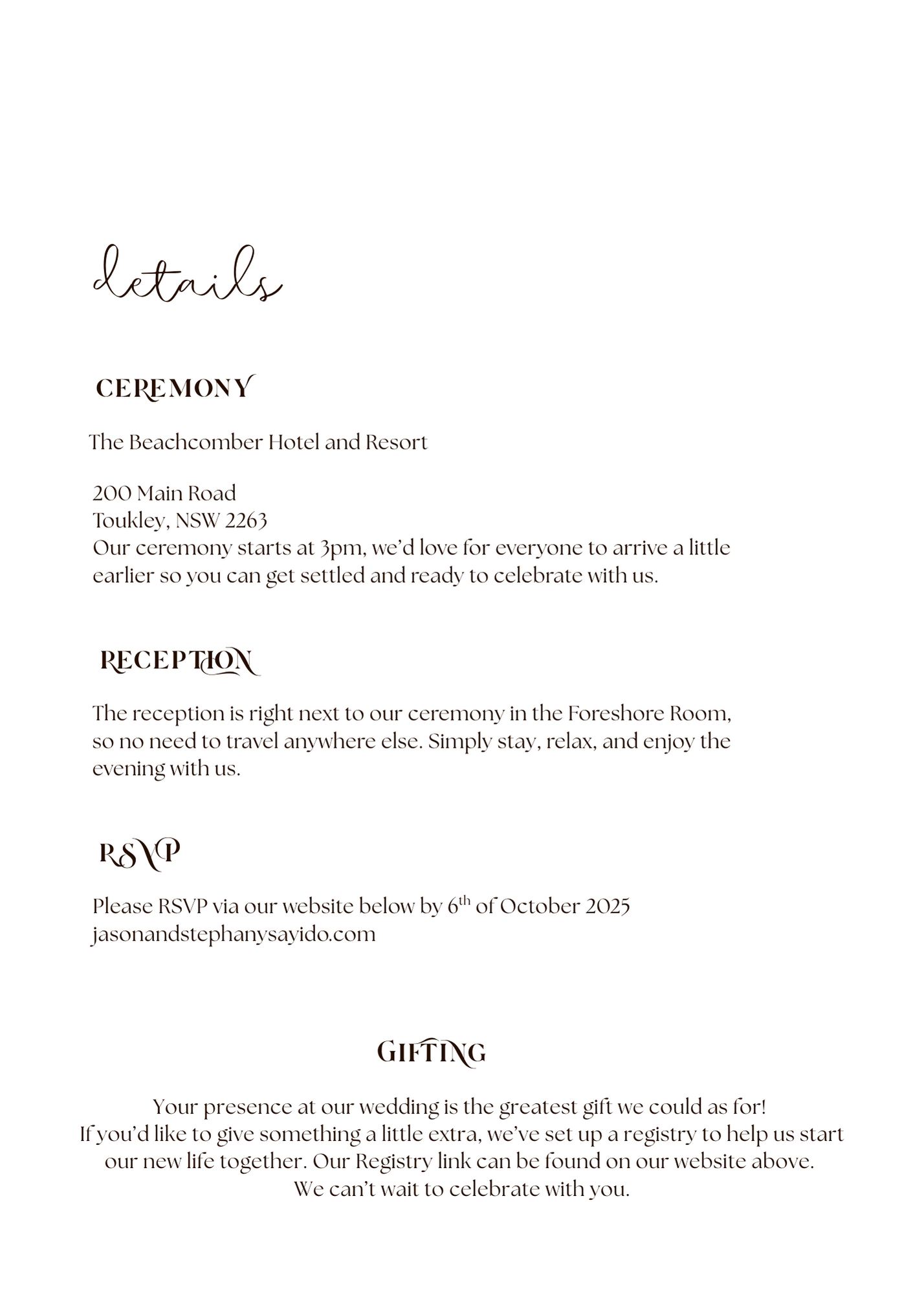 Stephany Wedding Invitation Set (Double-Sided)