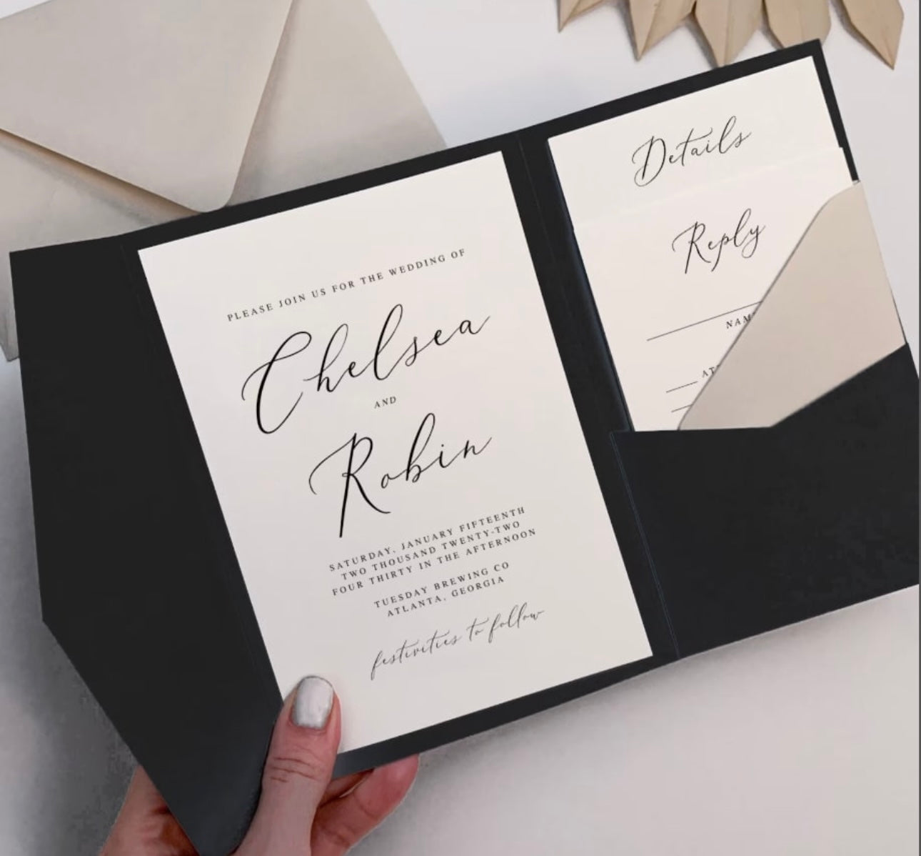 Luxe Tri-Fold Pocket Wedding Invitation Cover